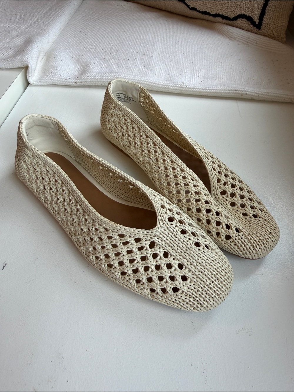 Women's Cream Crochet Slip-On Flats